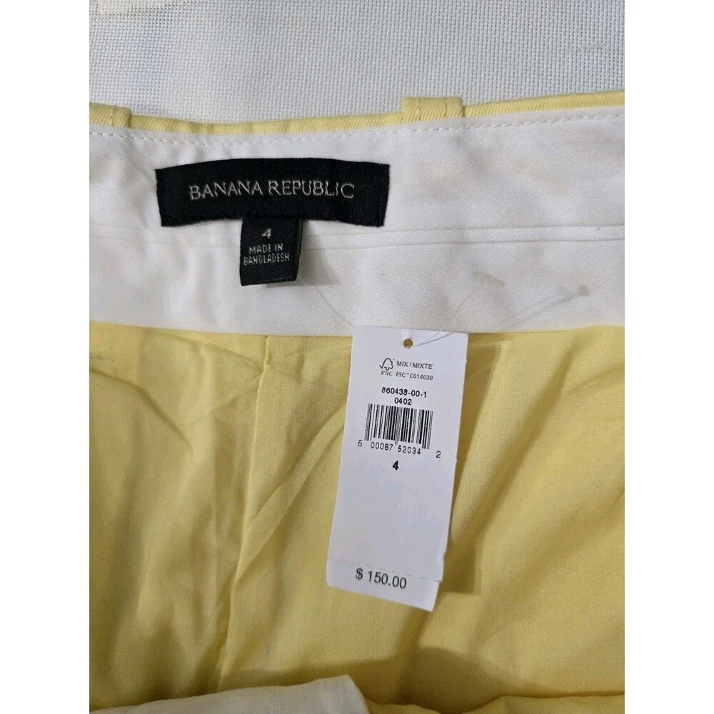 NWT Banana Republic Islet Pants Women's 4 Soft Yellow Business Casual |MSRP 150
